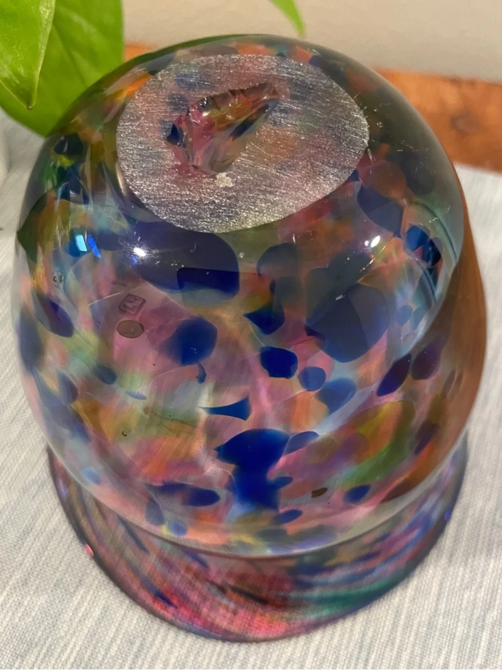 Handblown Art Glass Vase | Multicolor Confetti & Swirl Design | 5